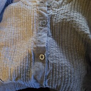 Woman Within Pintuck 1x blue Chambray Shirt